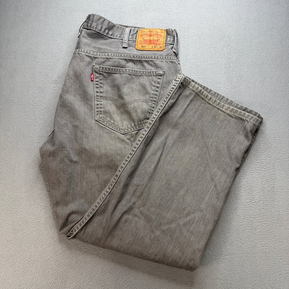 Levi 569 Loose Straight Jeans Baggy Men 42x32 (FIT 41x29) Gray Y2K Denim Work